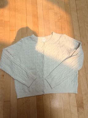 H&M Cozy Cable-Knit Pearl Button Cardigan Sweater - Cream